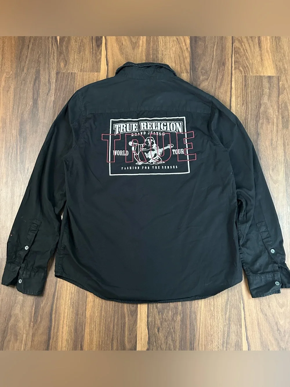 True Religion Black Graphic Button-Up Shirt